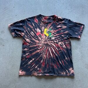 Vintage Enjoi Skateboards Shirt Size Large Black Tie Dye Rasta Panda Graphic
